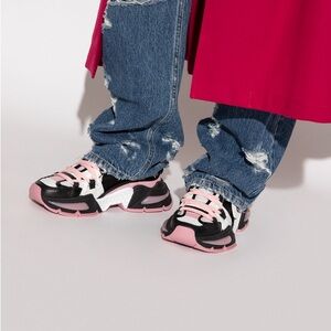 Dolce & Gabbana Black and Pink Sneakers